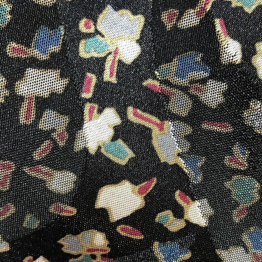 Vintage Oscar de la Renta Studio Tie Black Multicolor Geometric Print USA Retro